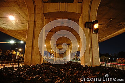 Pier of viaduct modern traffic architecture Editorial Stock Photo